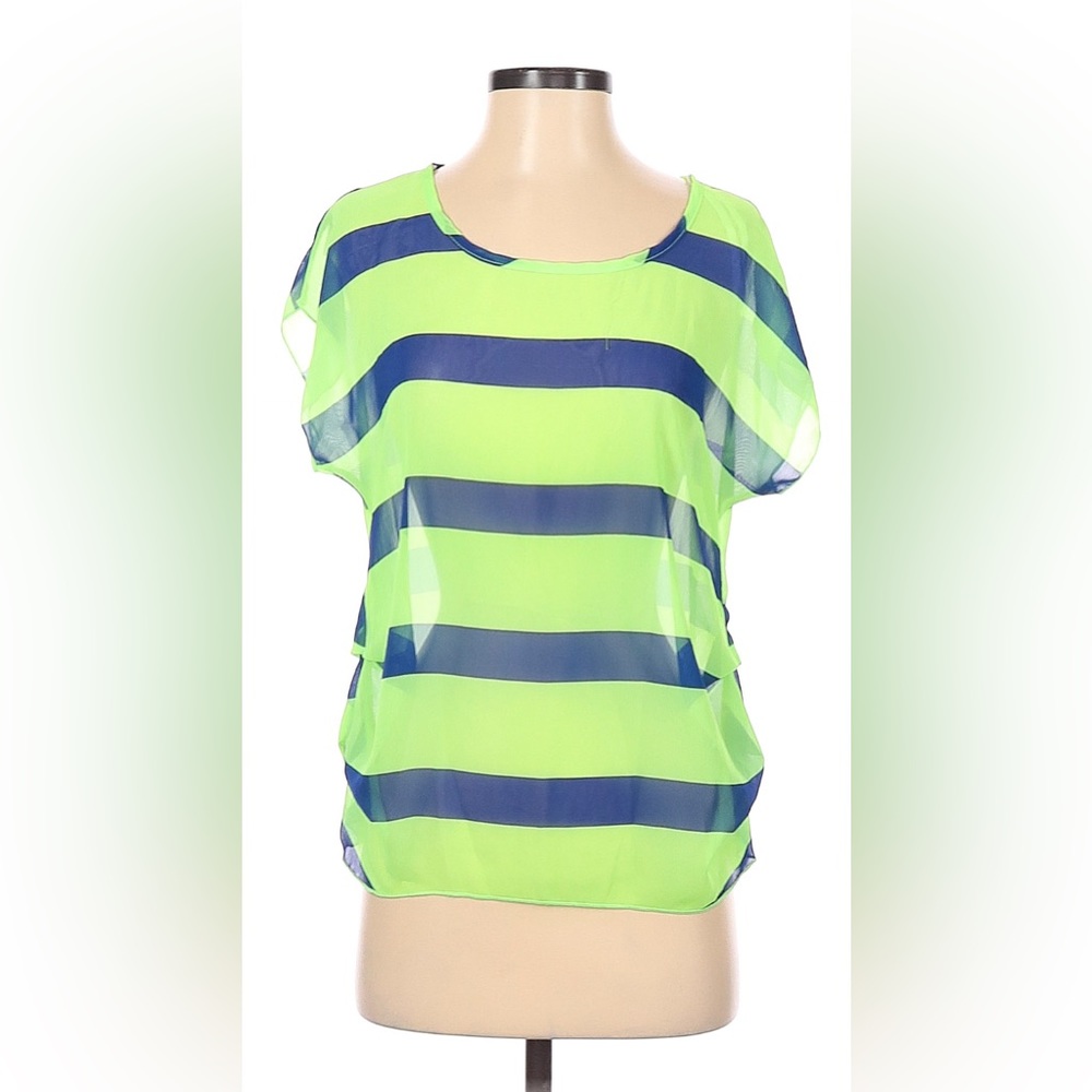 NWT A’gaci Small Sheer Green and Blue Blouse